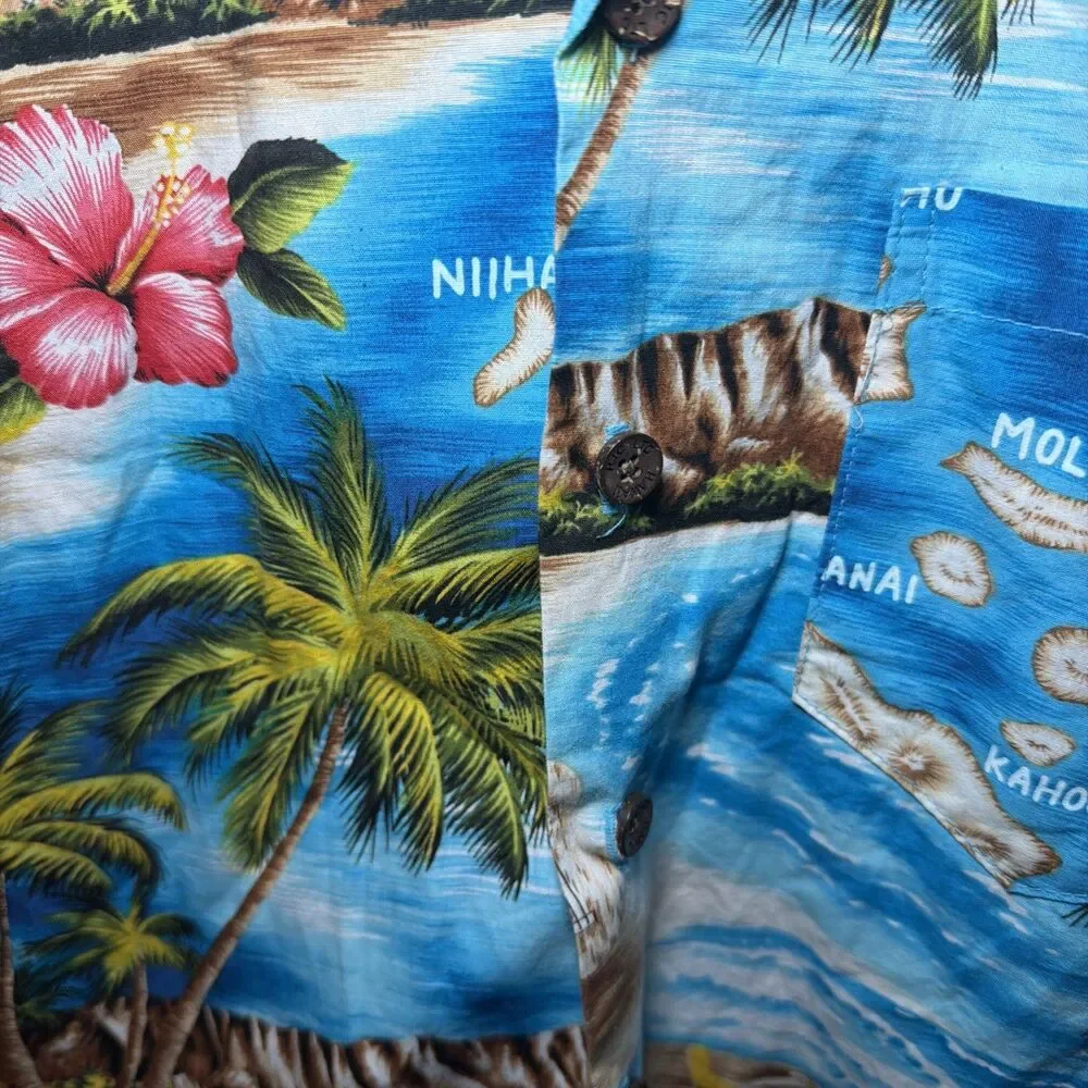 Vintage RJC‎ Boys Size 10 Floral Island Print Hawaiian Shirt Made In Hawaii
